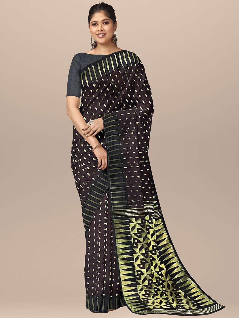 women's self design black colored saree with blouse - 19925960 - Zoom Image - 0