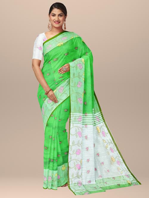 women's printed green colored saree with blouse - 19925979 -  Standard Image - 0