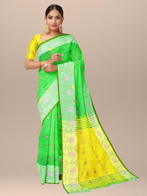 women's printed green colored saree with blouse - 19925980 - Standard Image - 0