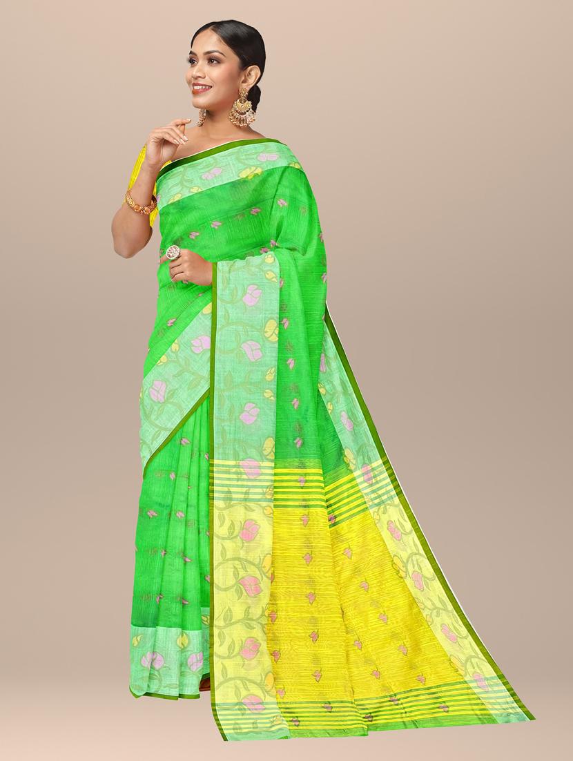 women's printed green colored saree with blouse - 19925980 - Standard Image - 1