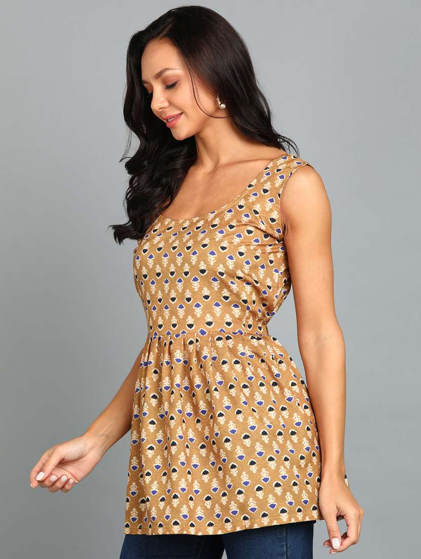 round neck printed peplum top - 19926255 -  Standard Image - 1