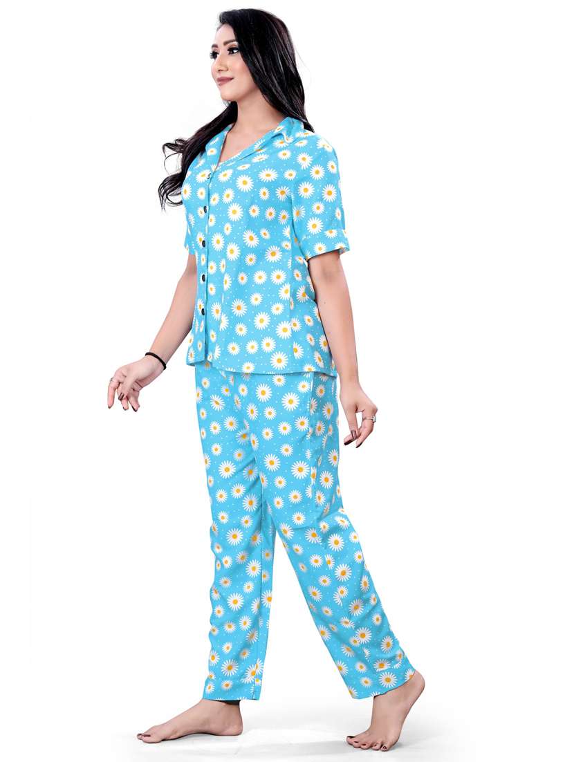 light blue printed pyjama set nightwear - 19926308 - Standard Image - 1
