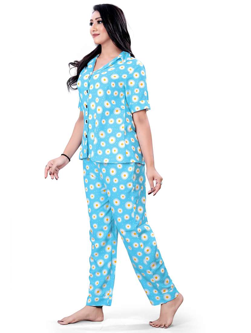light blue printed pyjama set nightwear - 19926309 - Standard Image - 1