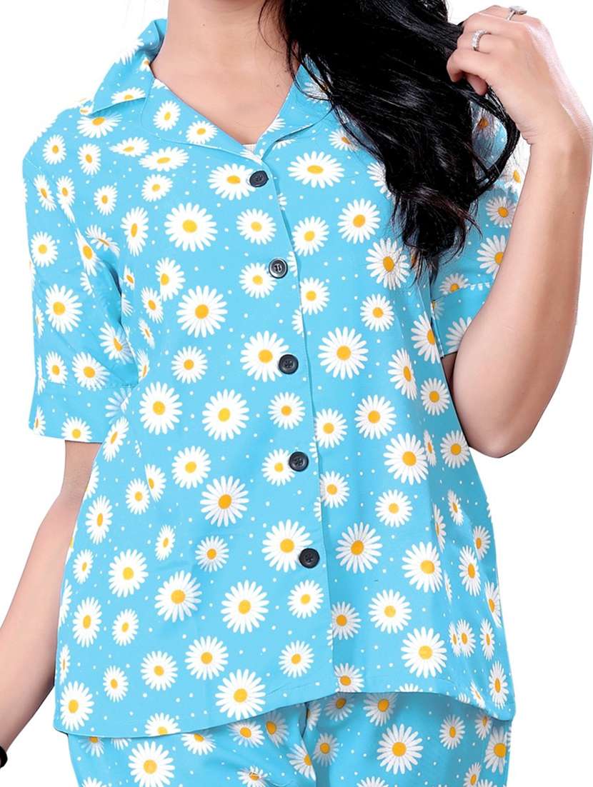 light blue printed pyjama set nightwear - 19926309 - Standard Image - 4