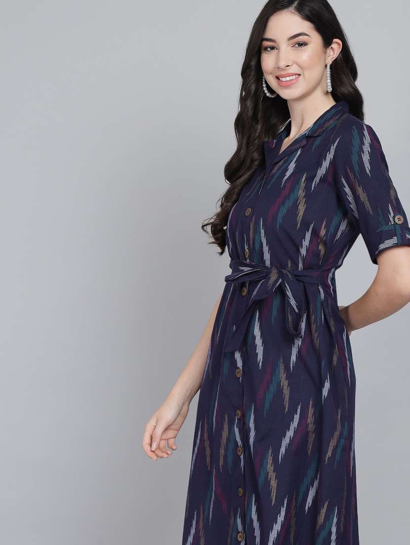 shirt collar neck printed straight kurta - 19926683 -  Standard Image - 4