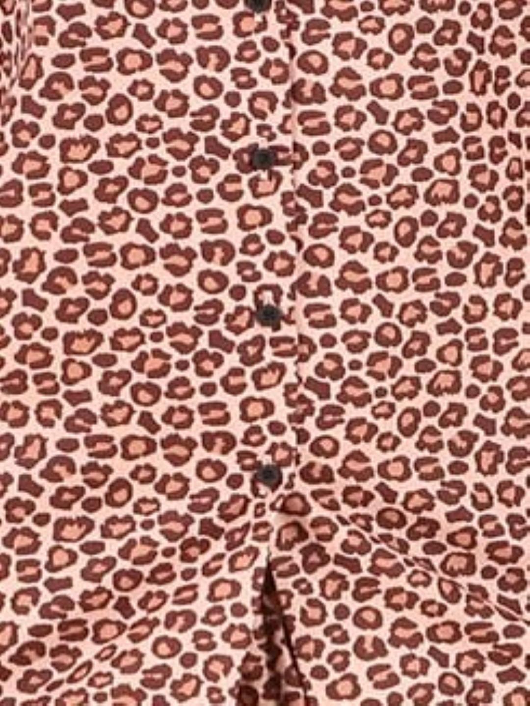 cozmostore animal print button down shirt & pyjama set in nude colour - cotton - 19927390 - Standard Image - 4