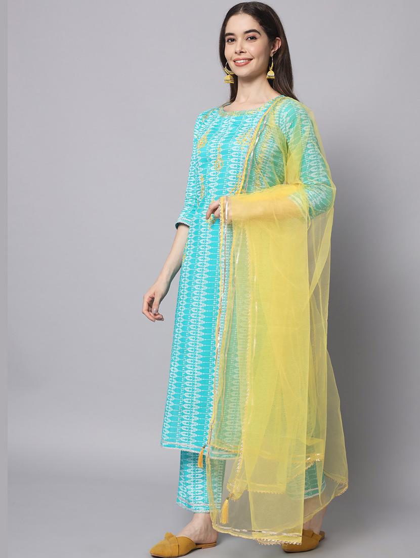 printed kurta pant set with dupatta - 19927681 - Standard Image - 1