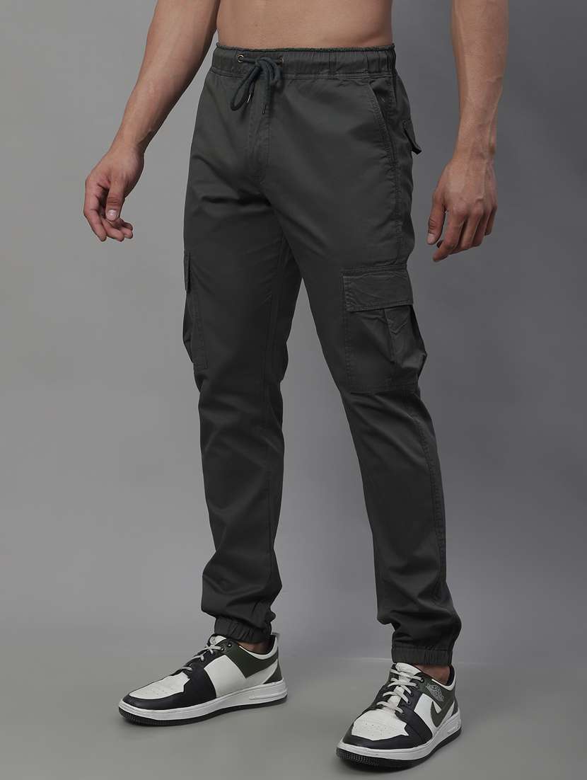 grey solid mid rise cargo pants - 19927913 -  Standard Image - 1