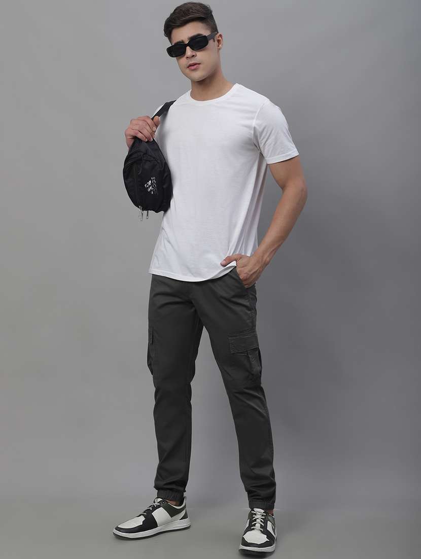 grey solid mid rise cargo pants - 19927913 - Standard Image - 4