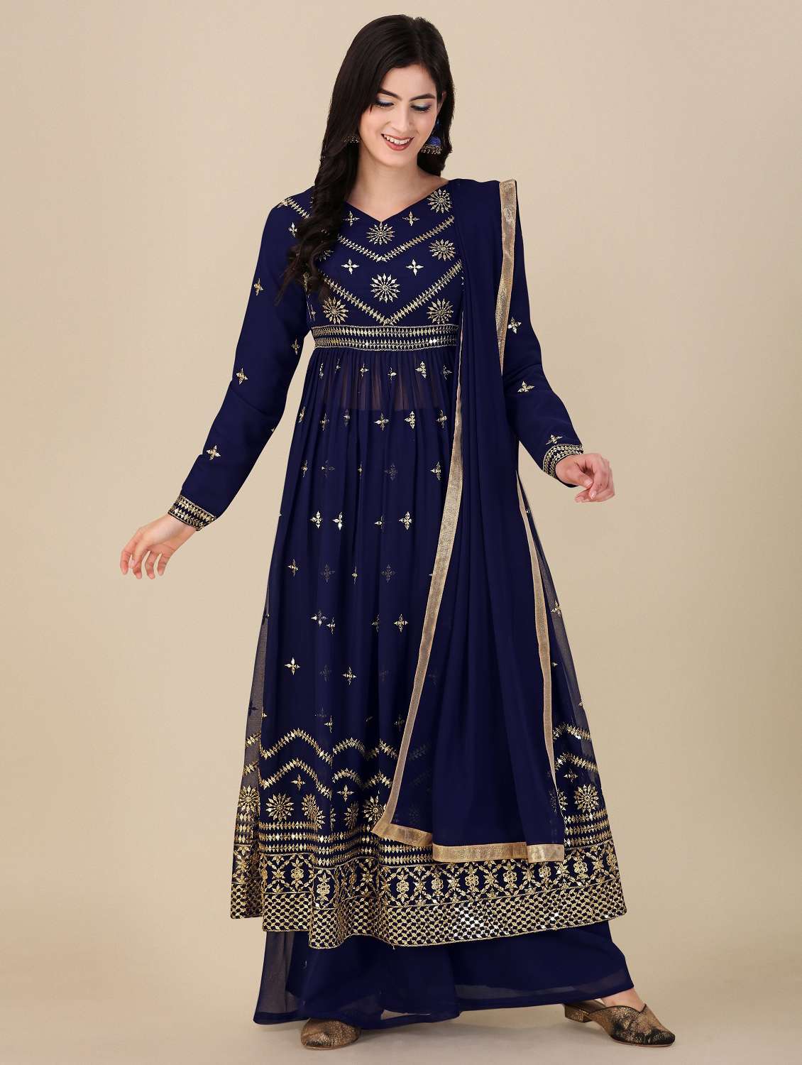 embroidered semi-stitched palazzo suits