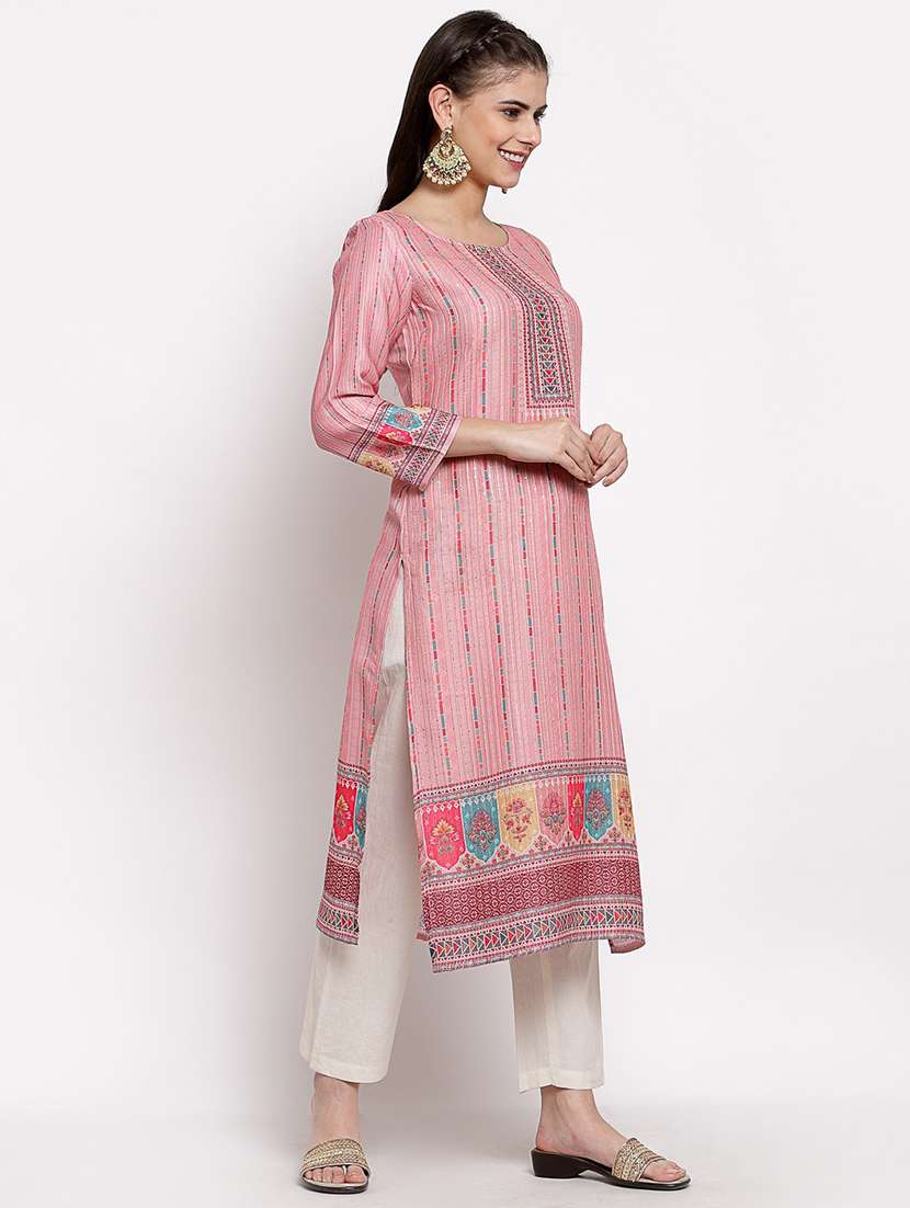 printed cotton straight kurta - 19937843 -  Standard Image - 1
