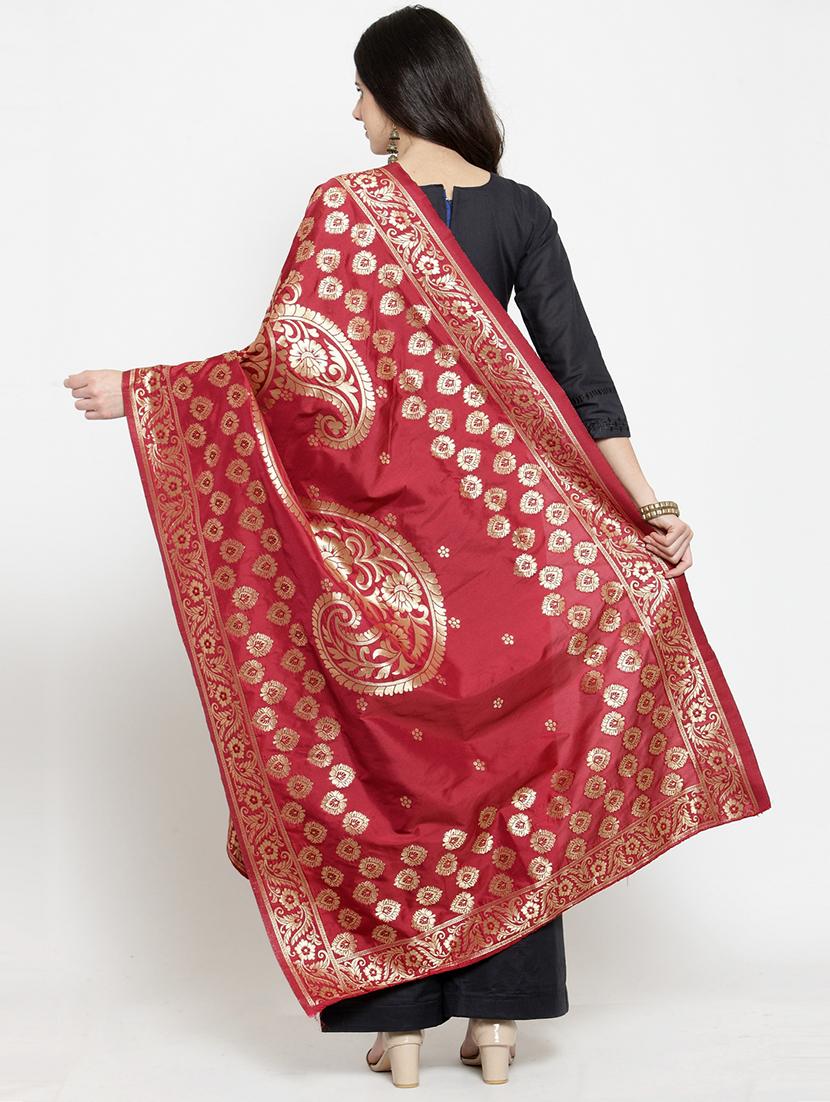 maroon art silk dupatta - 19938075 - Standard Image - 1