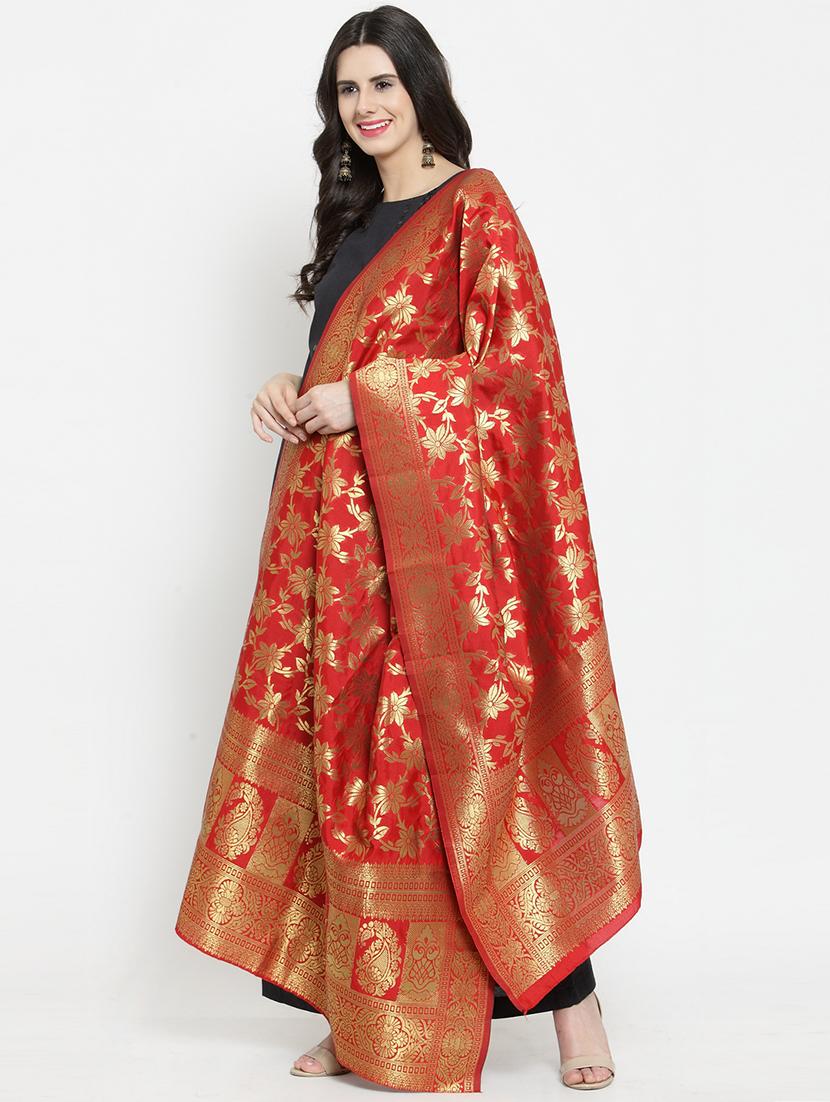 red self designed banarasi dupatta - 19938078 -  Standard Image - 1