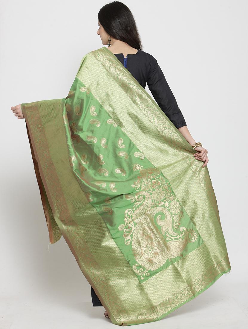 olive art silk dupatta - 19938079 - Standard Image - 1