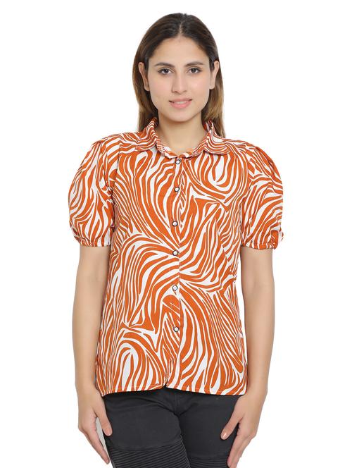 rust crepe regular shirt - 19938154 - Standard Image - 0