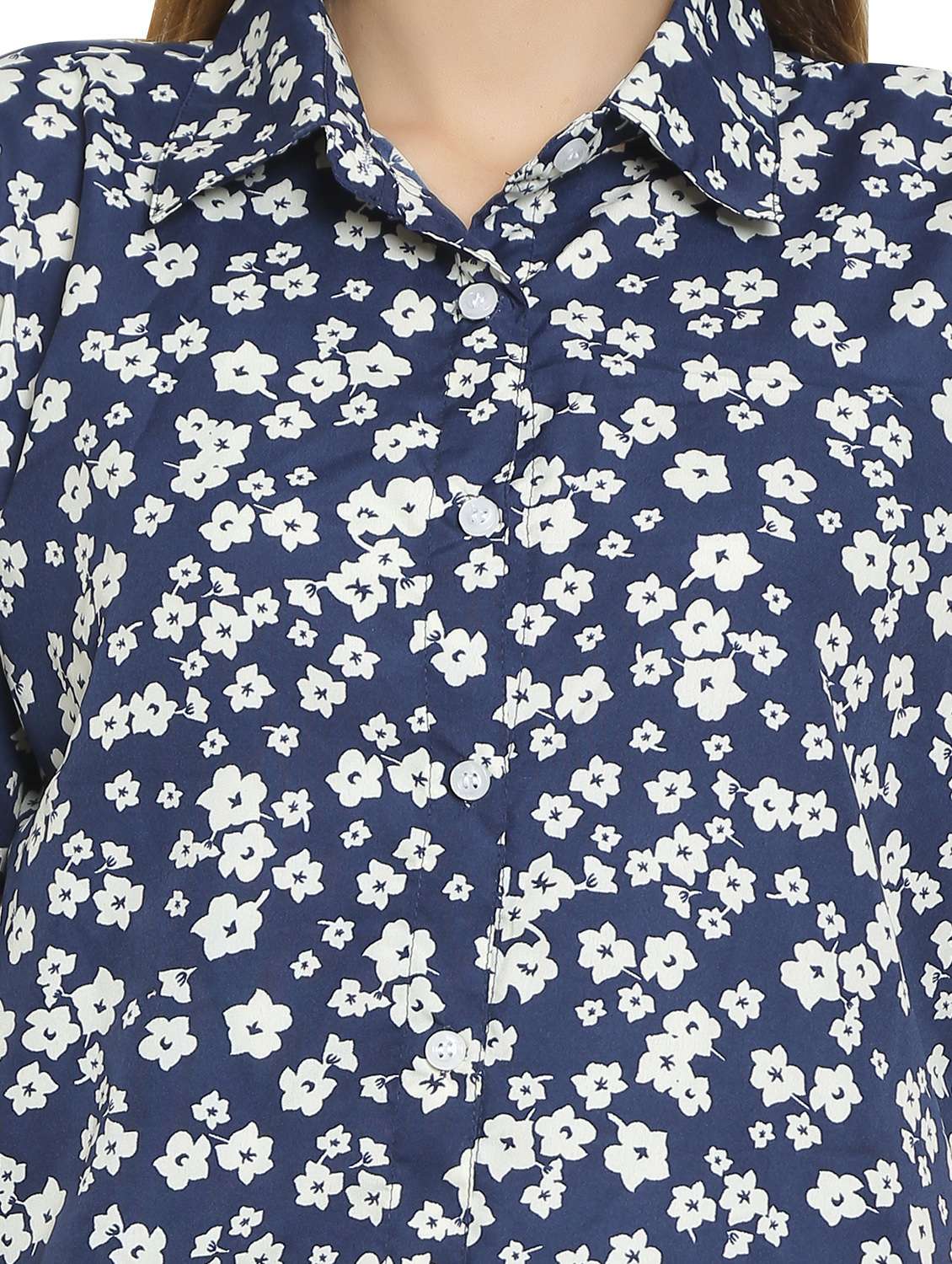 navy blue cotton blend regular shirt - 19938159 -  Standard Image - 4