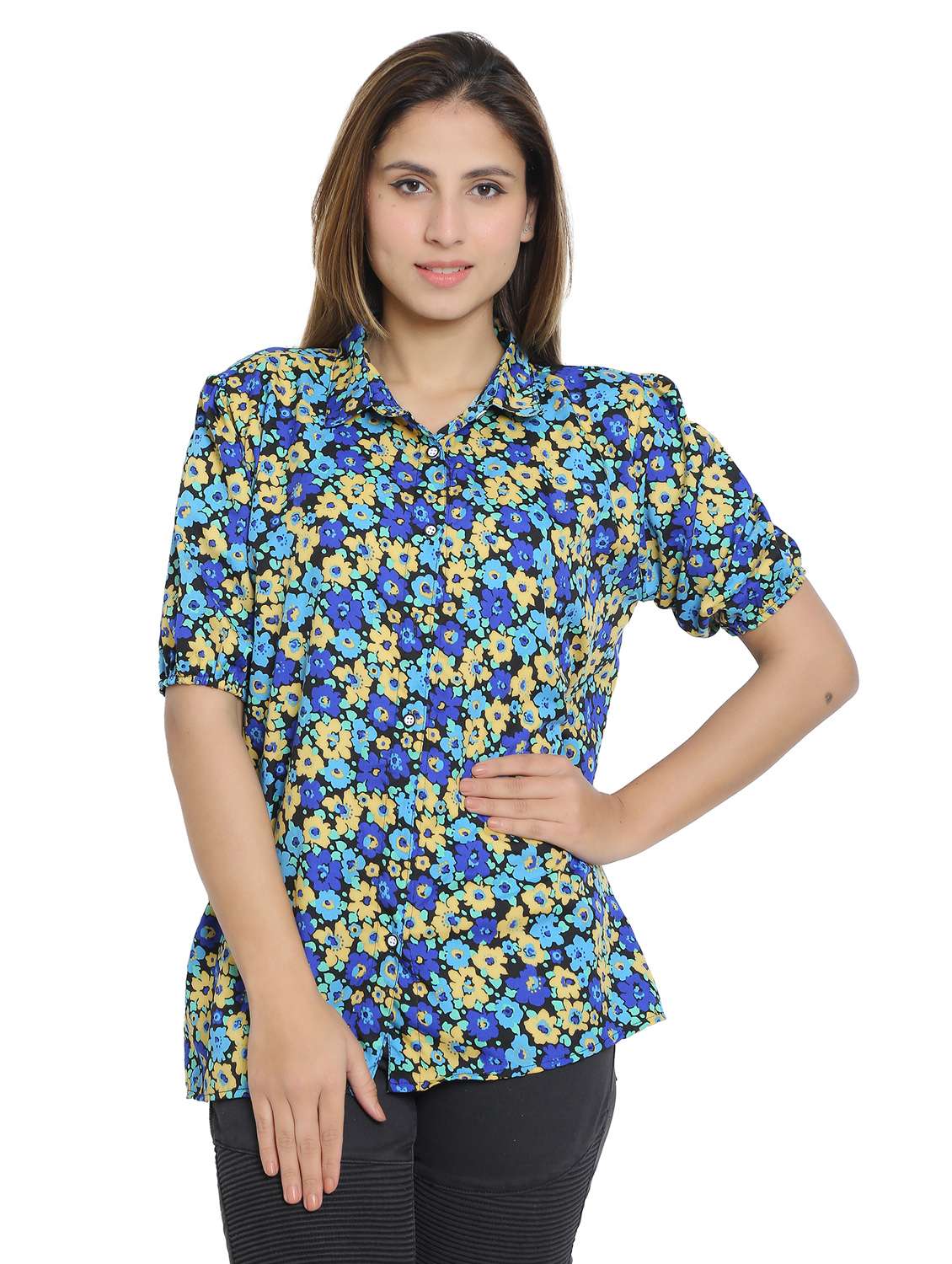 multi colored cotton blend regular shirt