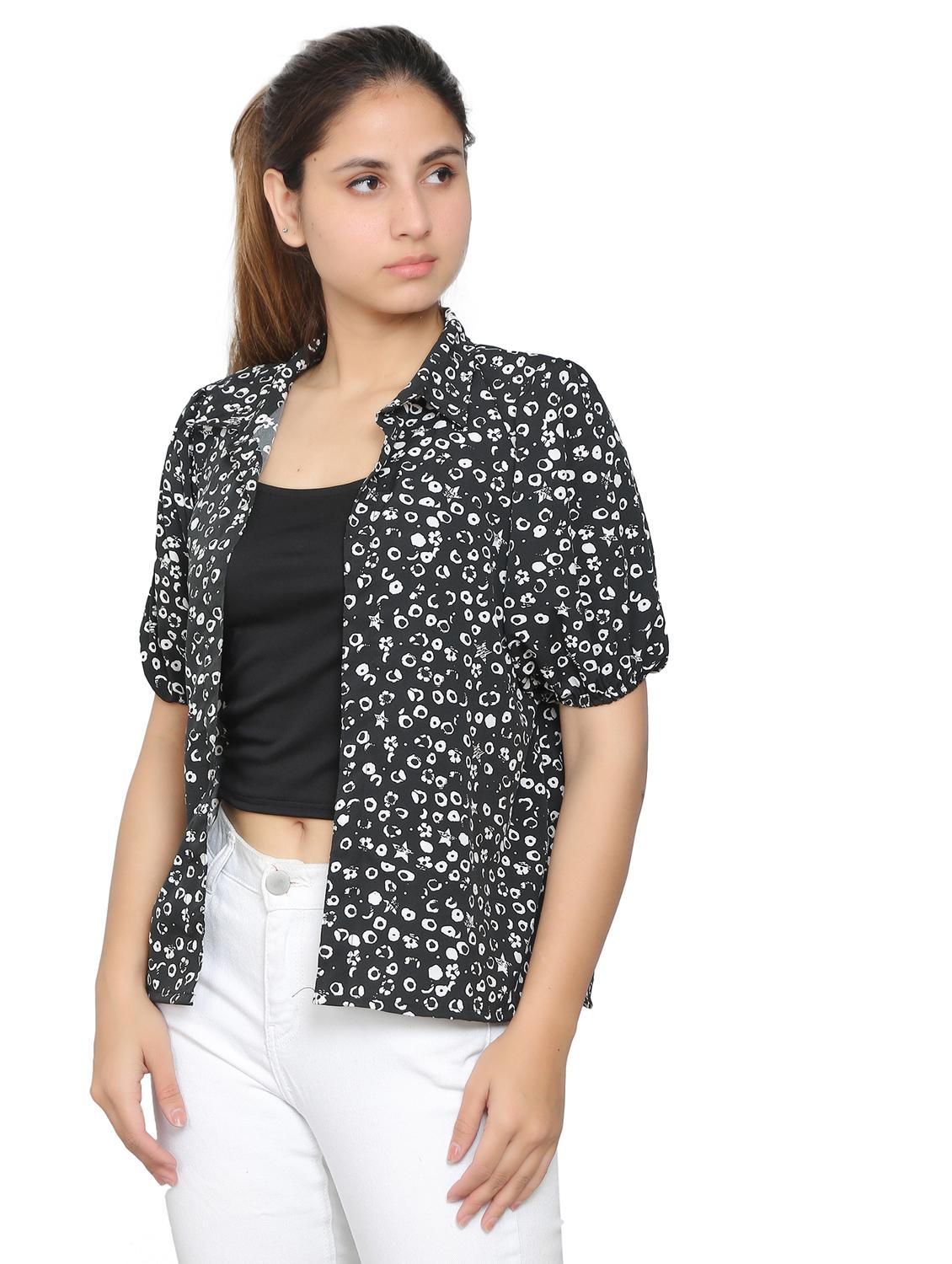 black cotton blend regular shirt - 19938162 - Standard Image - 1