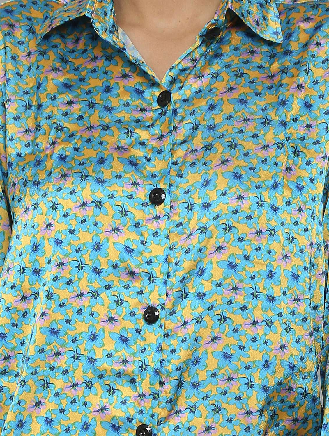 blue satin regular shirt - 19938164 - Standard Image - 4