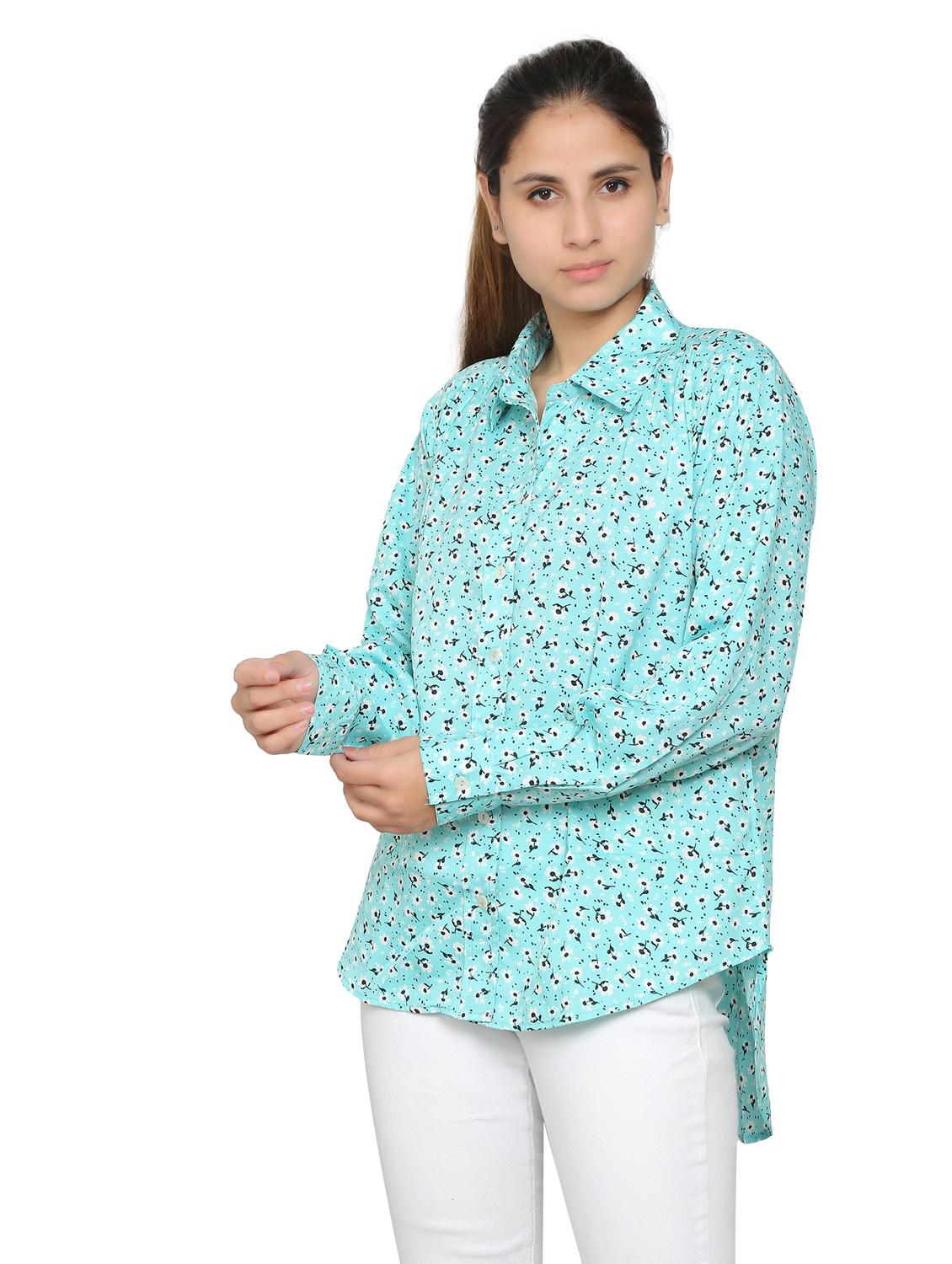 turquoise crepe regular shirt - 19938168 -  Standard Image - 1