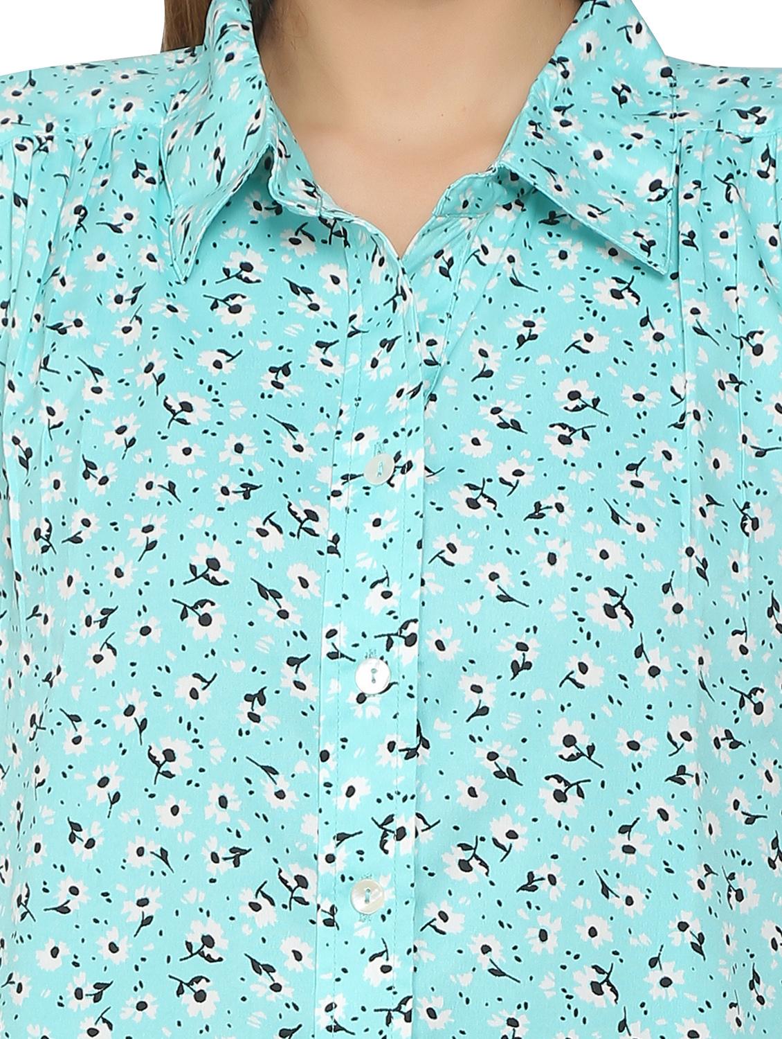 turquoise crepe regular shirt - 19938168 - Standard Image - 4
