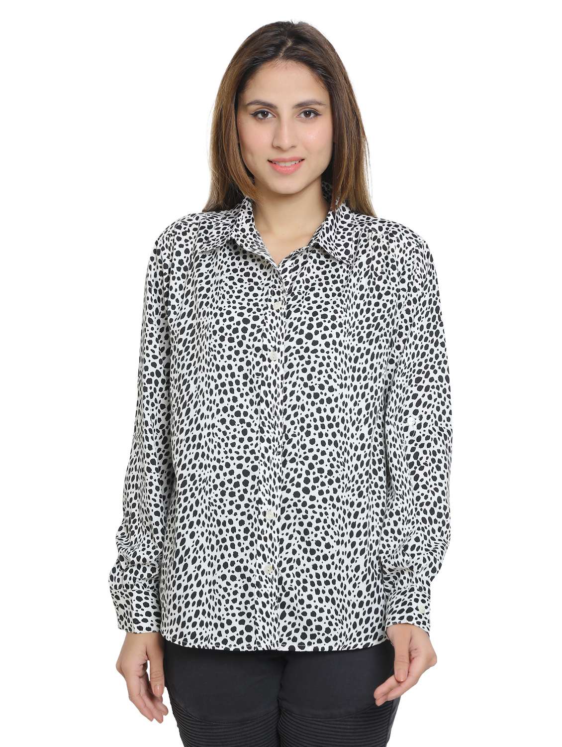 white crepe regular shirt