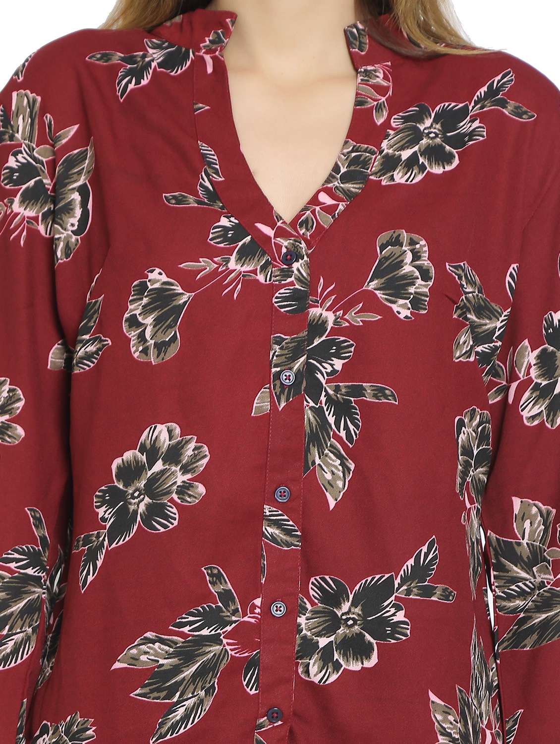 maroon crepe regular shirt - 19938173 -  Standard Image - 4