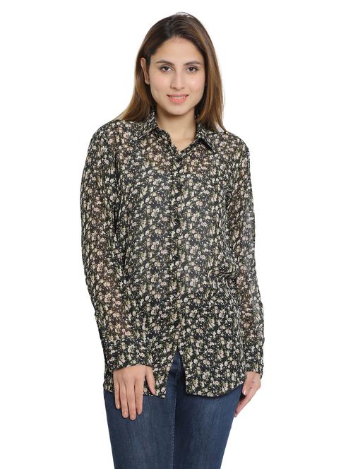 black georgette regular shirt - 19938190 -  Standard Image - 0