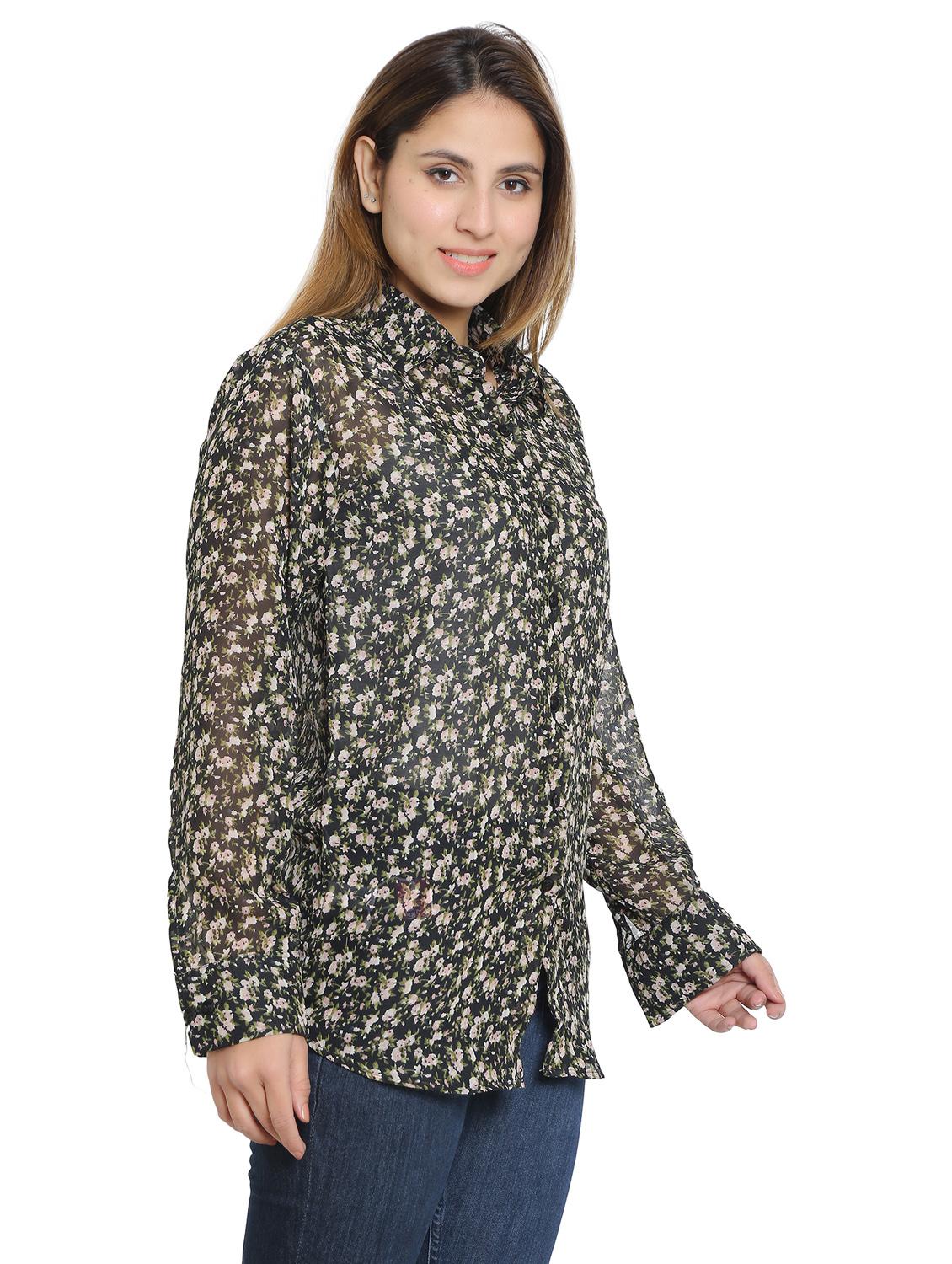 black georgette regular shirt - 19938190 -  Standard Image - 1