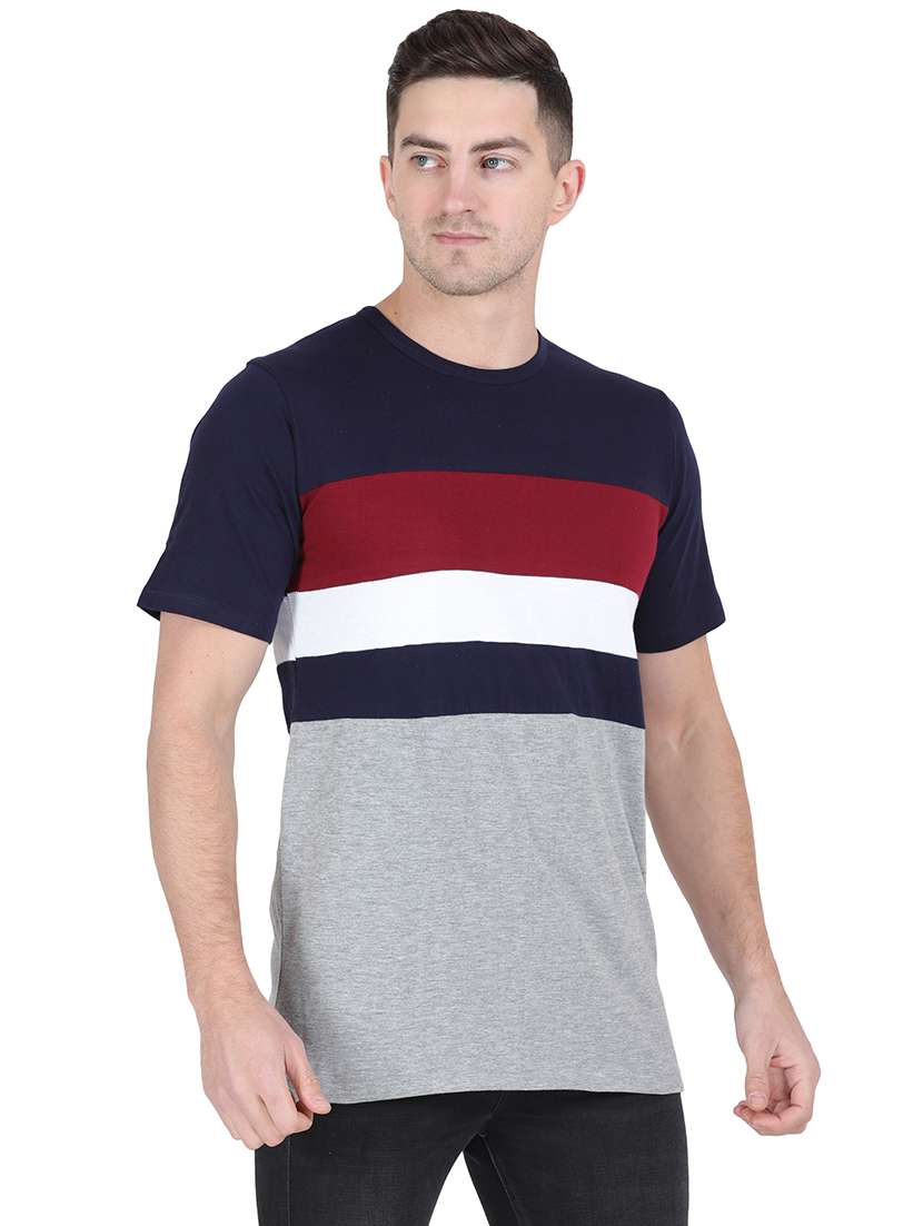 round neck color block regular t-shirt - 19938411 -  Standard Image - 1