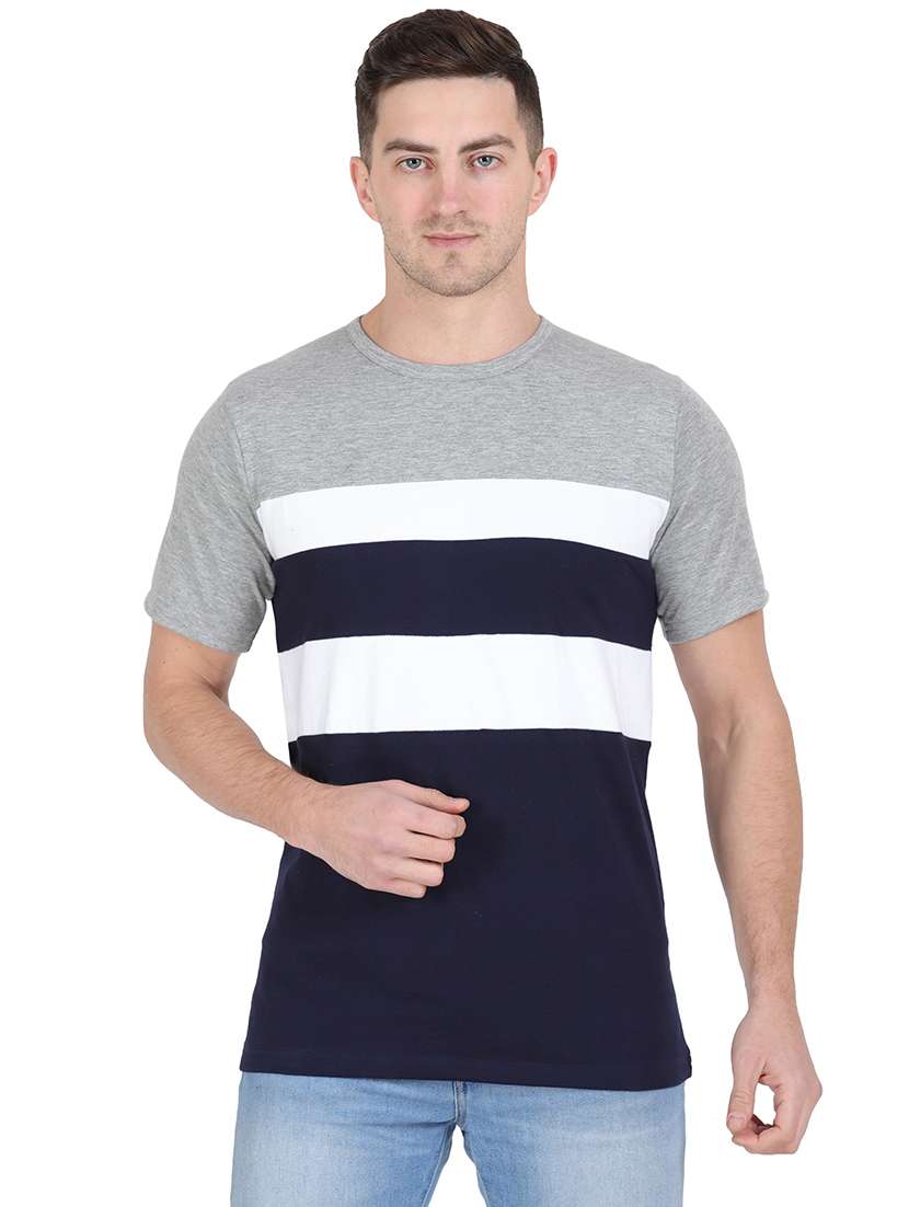 round neck color block regular t-shirt