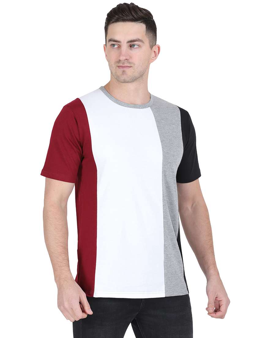 round neck color block regular t-shirt - 19938417 -  Standard Image - 1