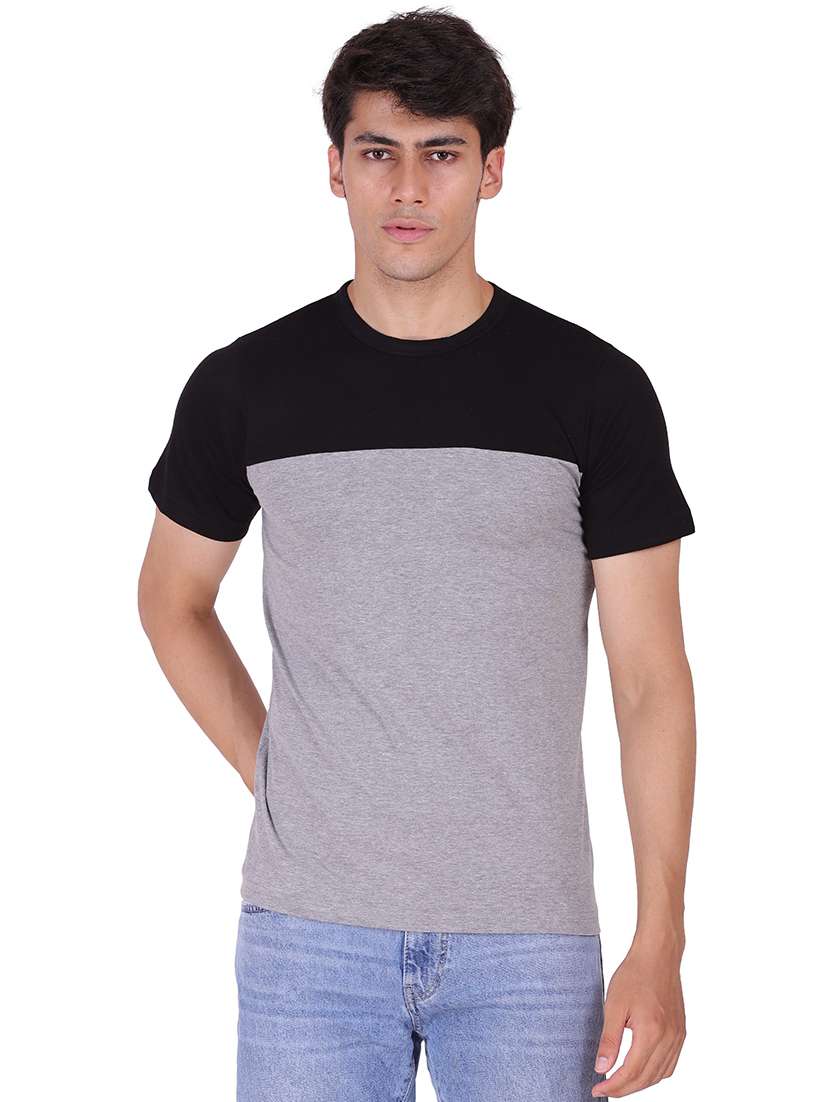 round neck color block regular t-shirt