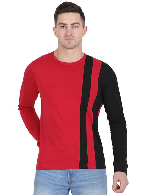 round neck color block regular t-shirt - 19938449 - Standard Image - 0