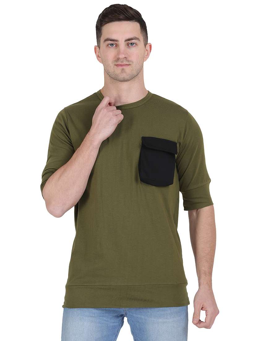 round neck color block regular t-shirt