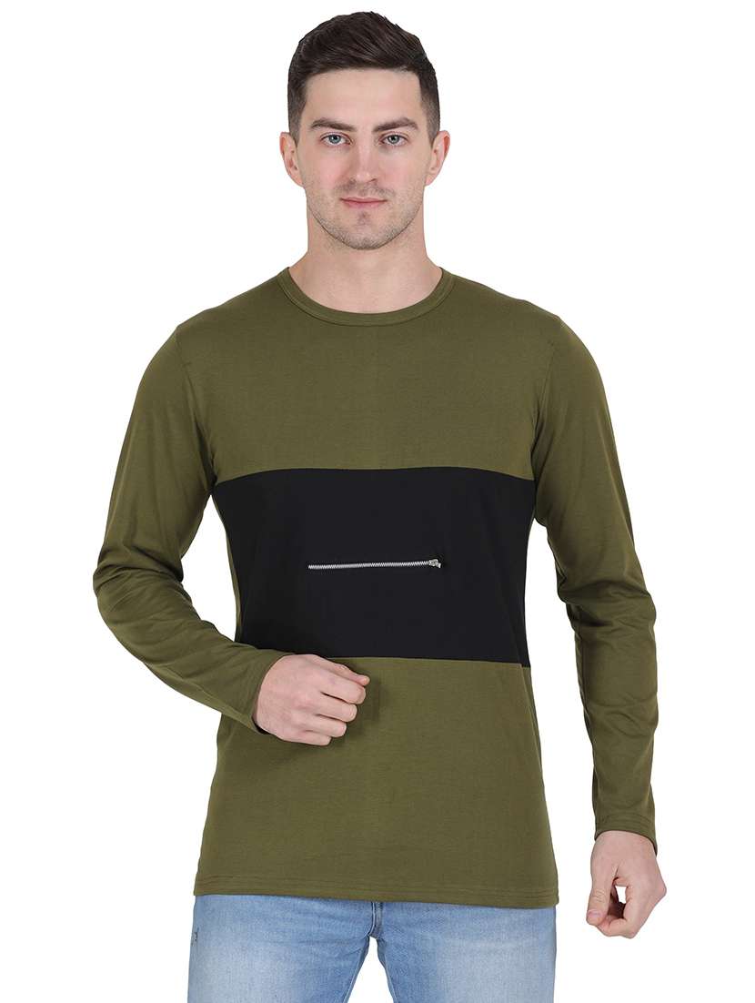 round neck color block regular t-shirt