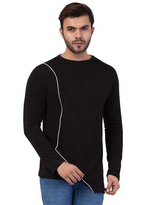 round neck solid asymmetric t-shirt - 19938477 - Standard Image - 0