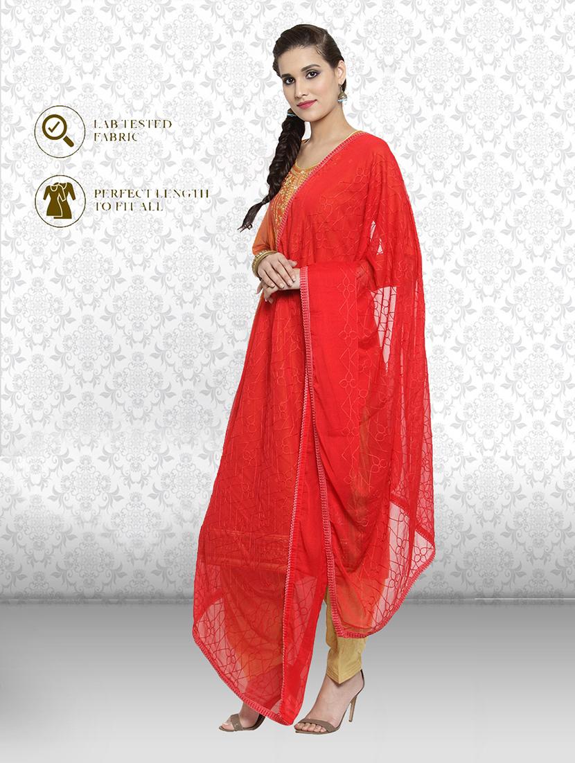 red nazneen dupatta - 19938514 - Standard Image - 1