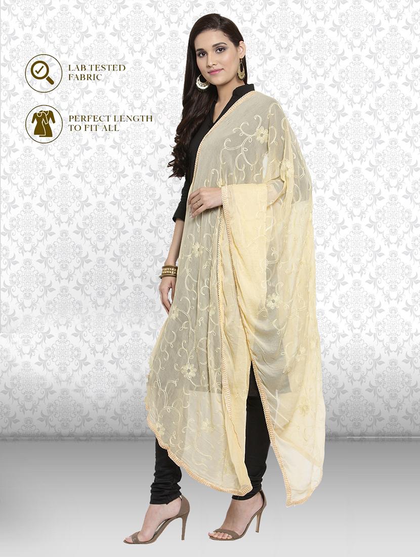 cream embroidered dupatta - 19938518 -  Standard Image - 1