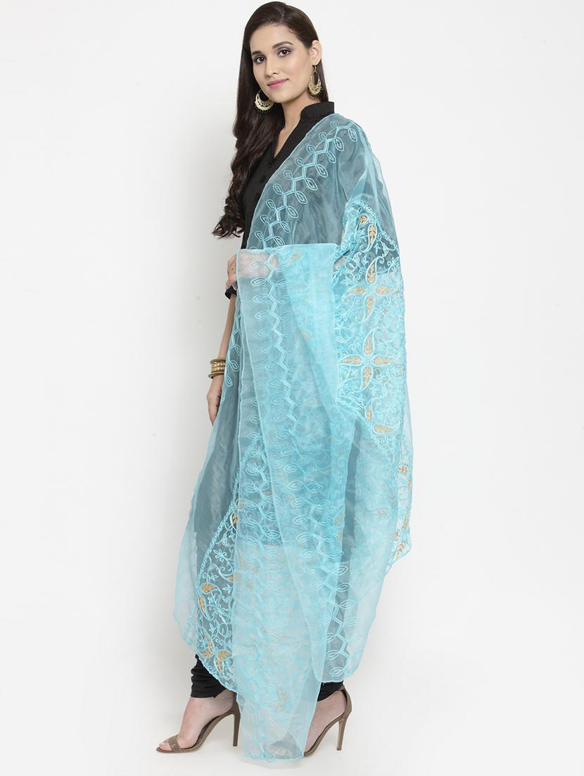 blue embroidered dupatta - 19938533 - Standard Image - 1