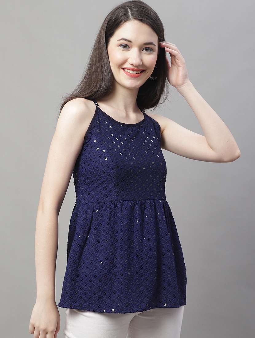 women's peplum shoulder strap top