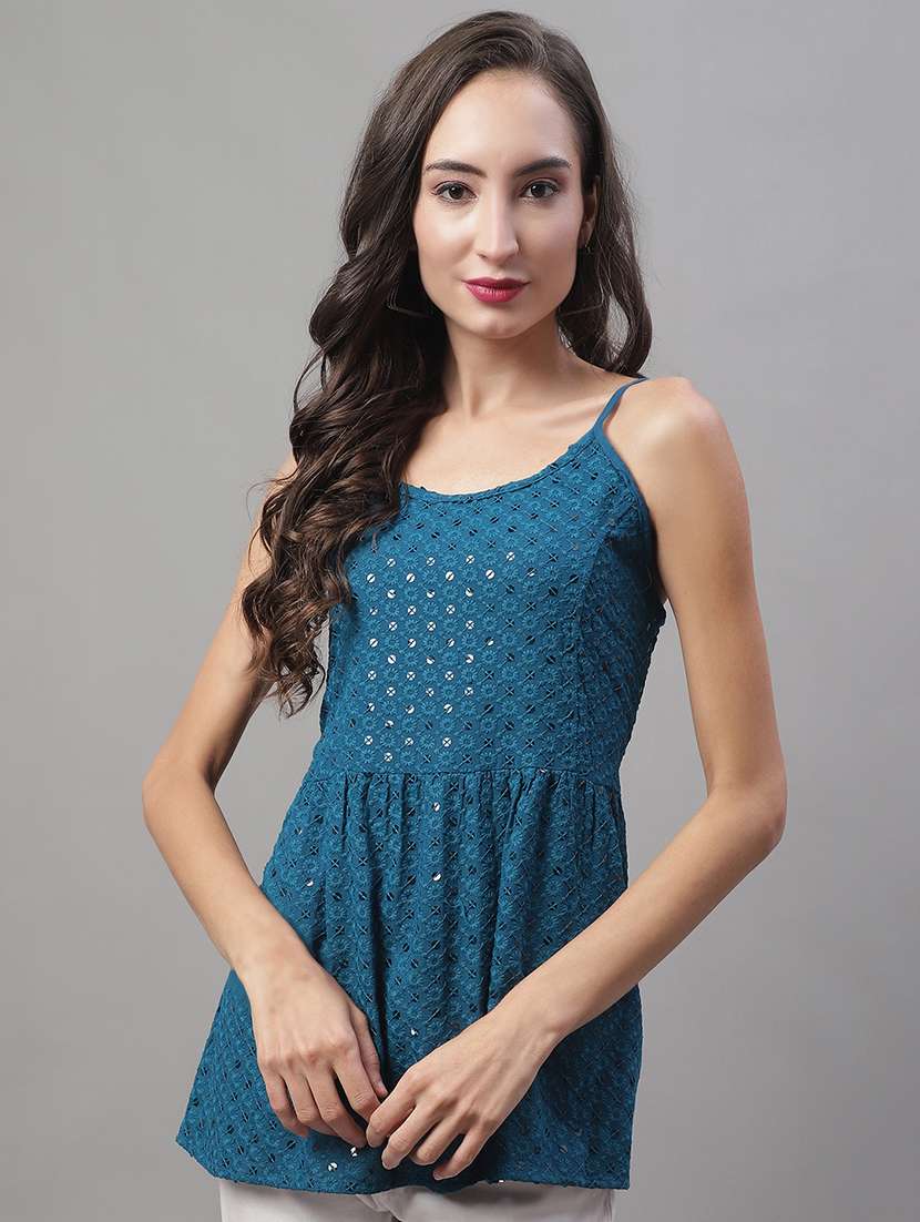 women's peplum shoulder strap top