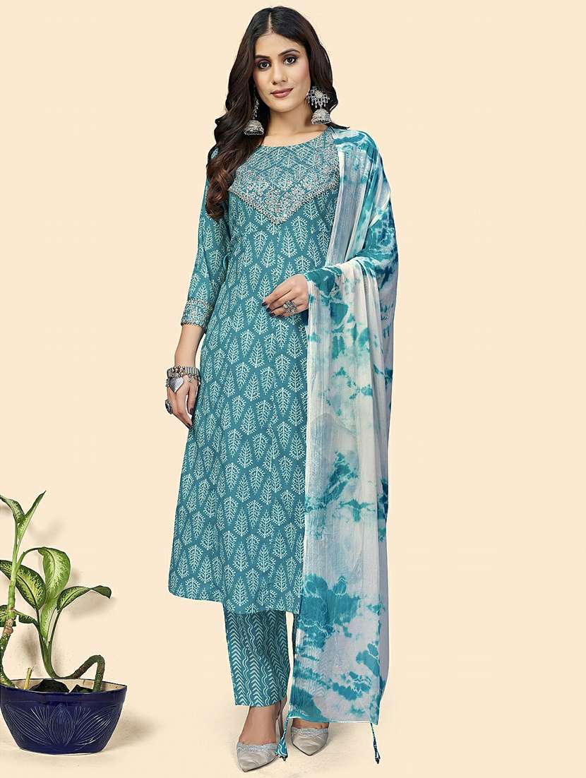 round neck printed suit set