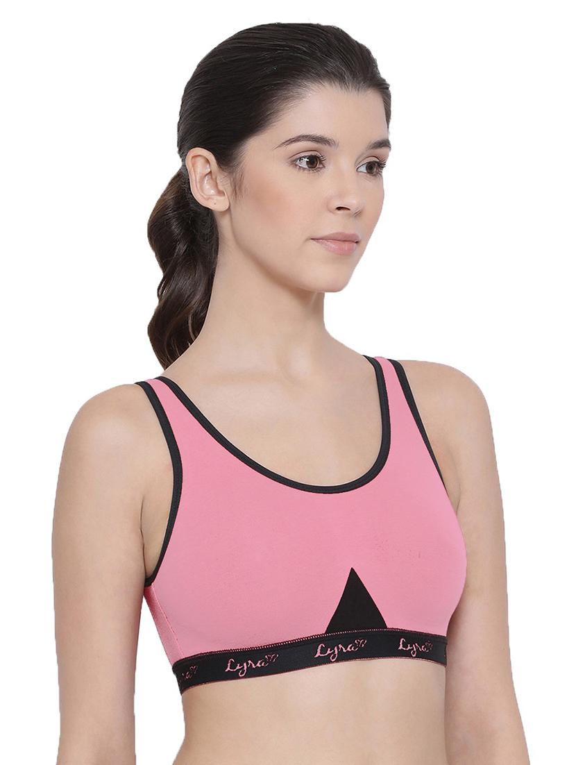 pink cotton blend sports bra - 19938848 -  Standard Image - 1