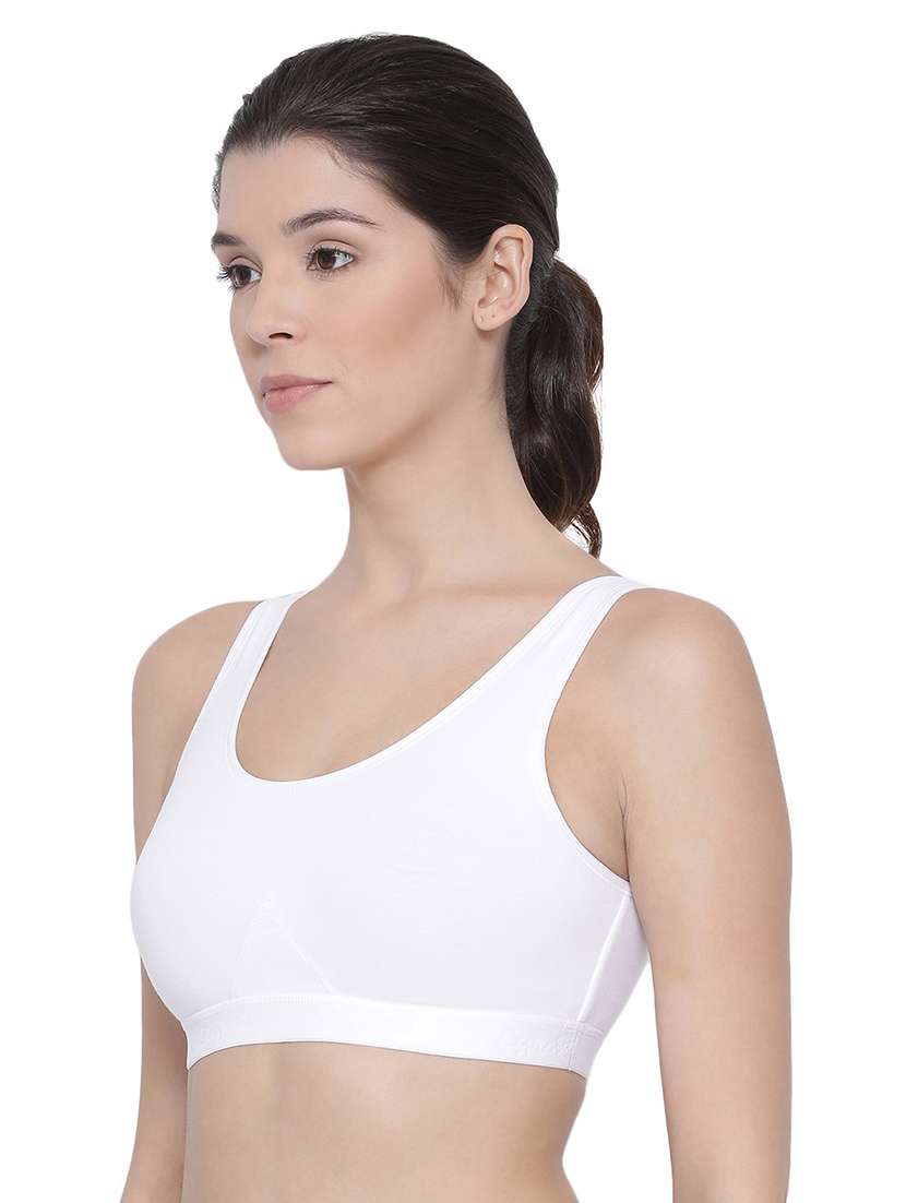 white cotton blend sports bra - 19938851 -  Standard Image - 1