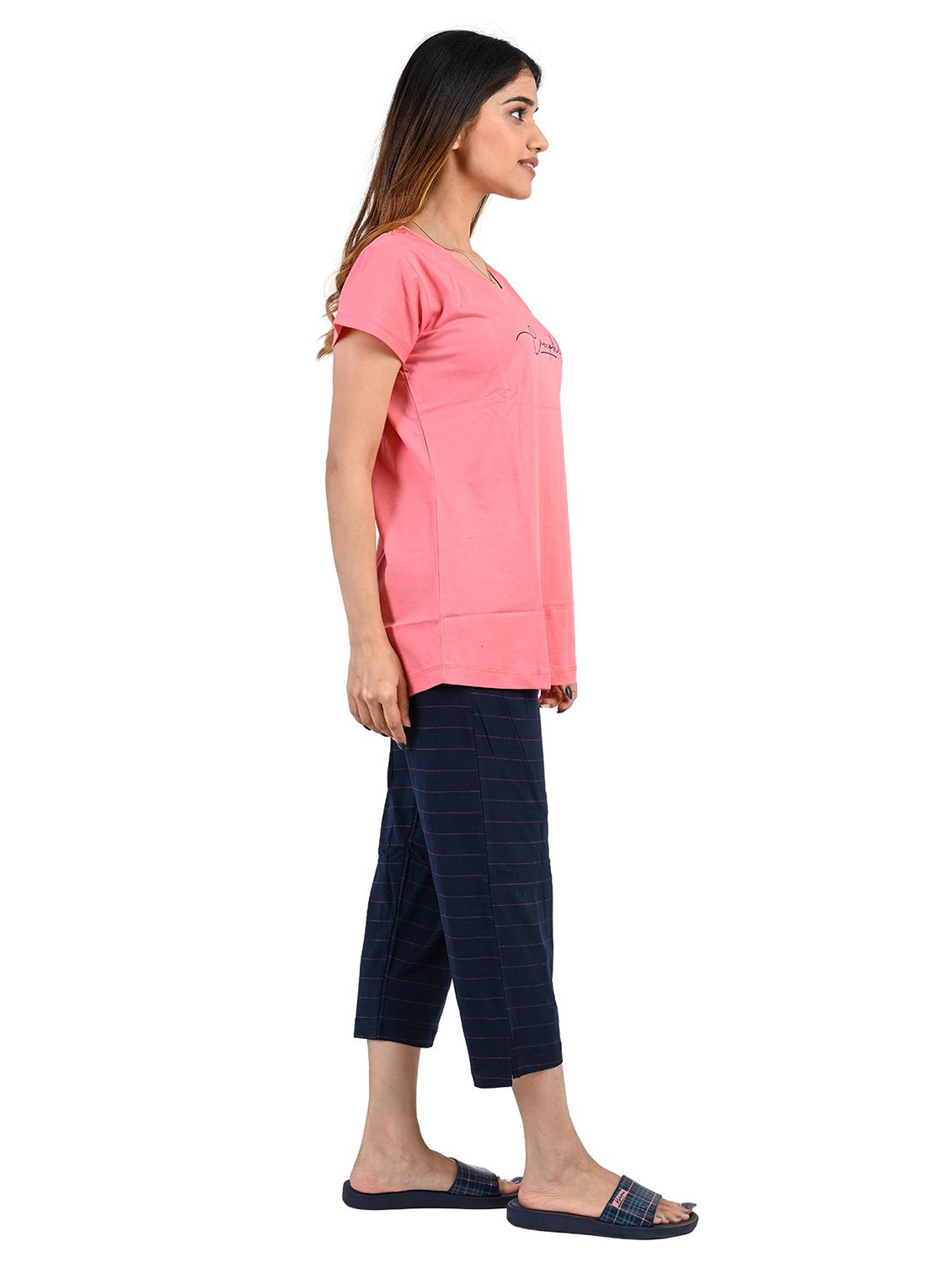 pink printed nightwear capri set - 19940506 - Standard Image - 1