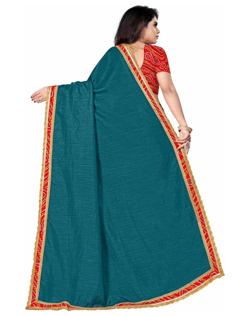 lace detailed solid bordered saree with blouse - 19941357 - Standard Image - 1