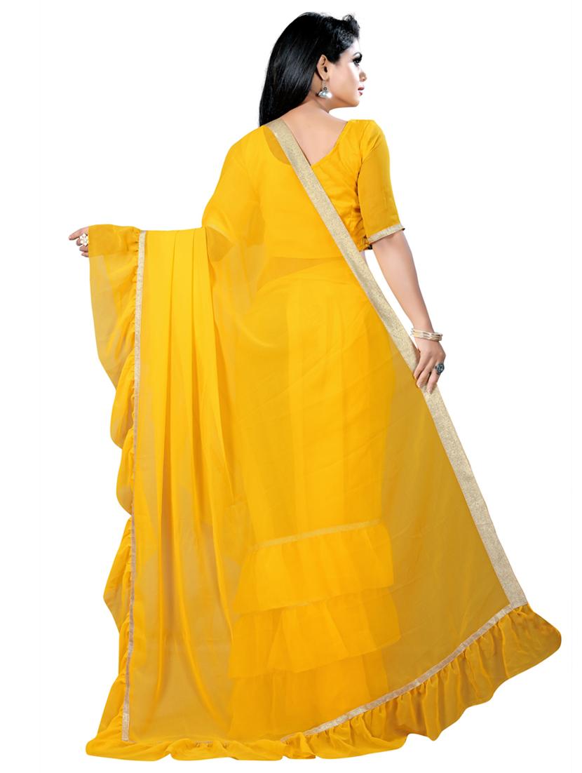 ruffle detailed solid saree - 19941564 -  Standard Image - 1