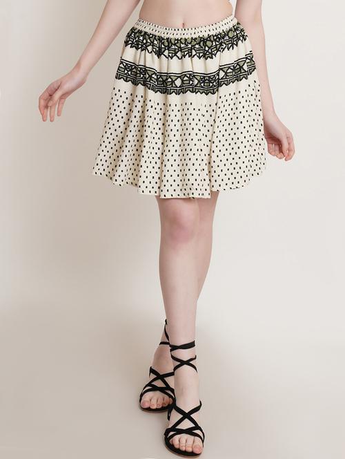 white printed flared short skirt - 19941656 - Standard Image - 0