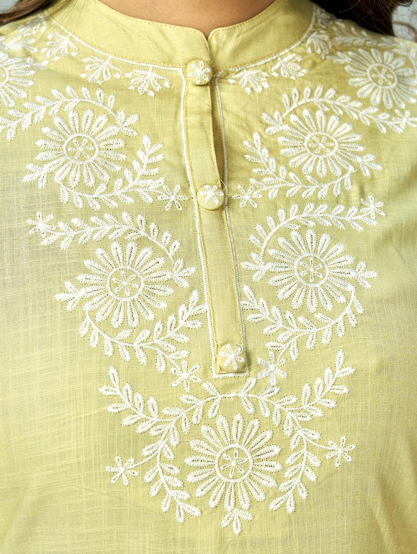 embroidered neck solid kurta dupatta set - 19942631 - Standard Image - 4